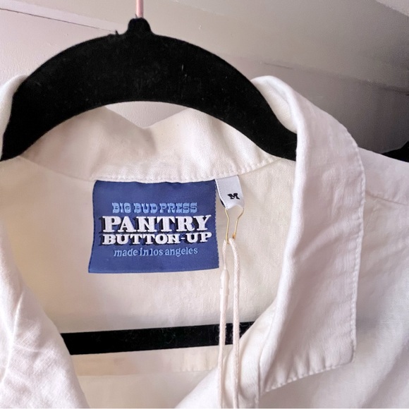 Big Bud Press Pantry Button Up NEW ecru off white blouse shirt t short sleeve - Picture 2 of 3